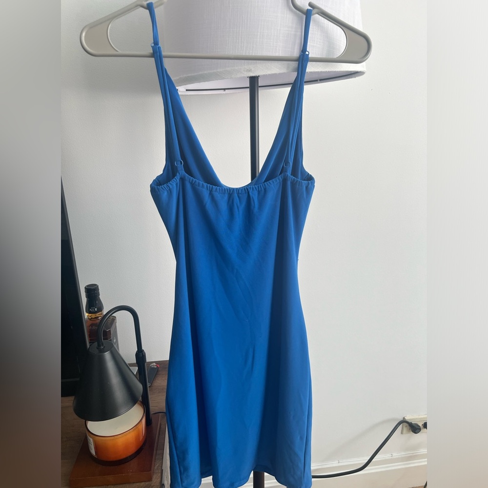 Bebe Blue Cowl Neck Mini Dress